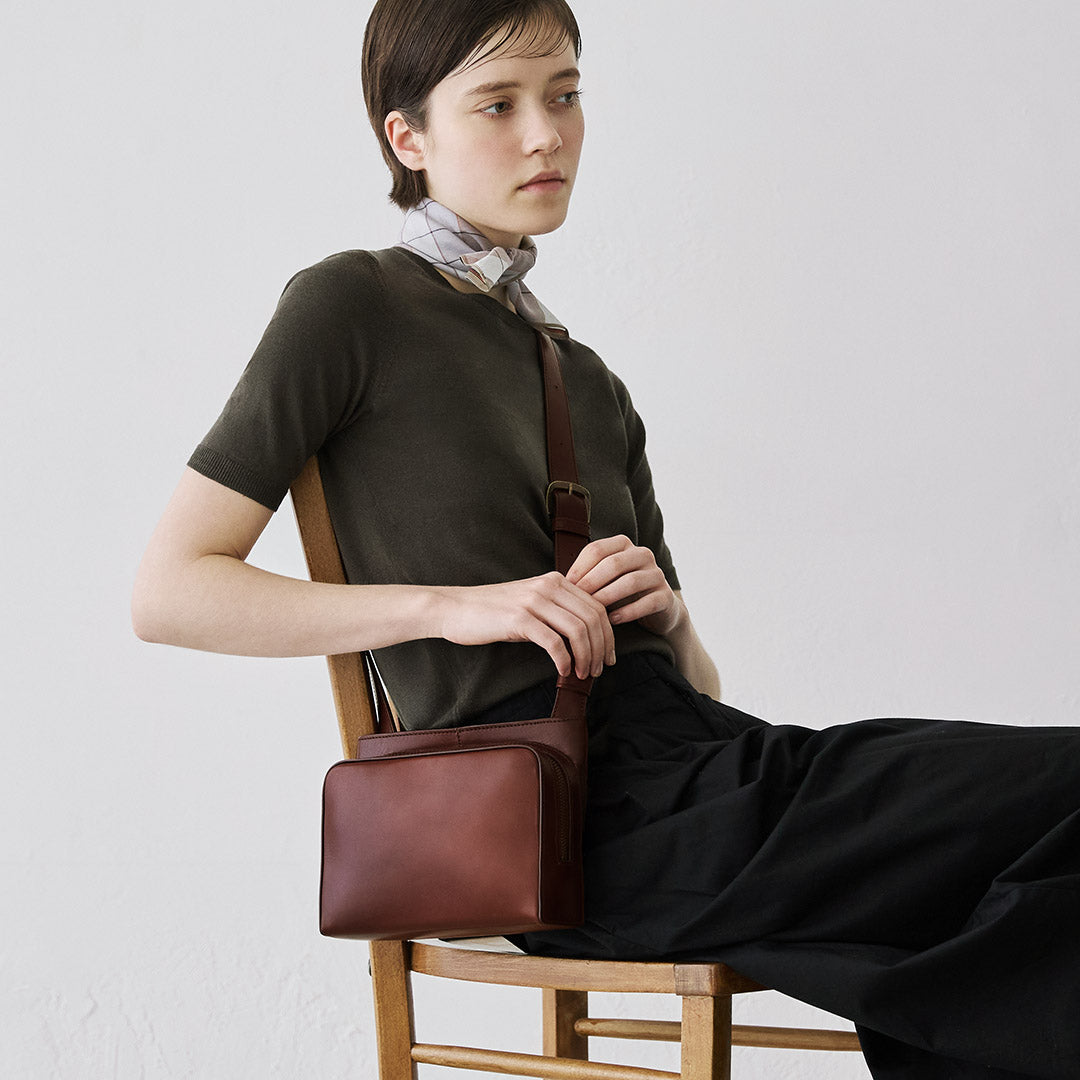 SOL Nylon Two-tone Waist Bag BROWN ブラウン Antique Sora 2-Way Leather Shoulder Bag
