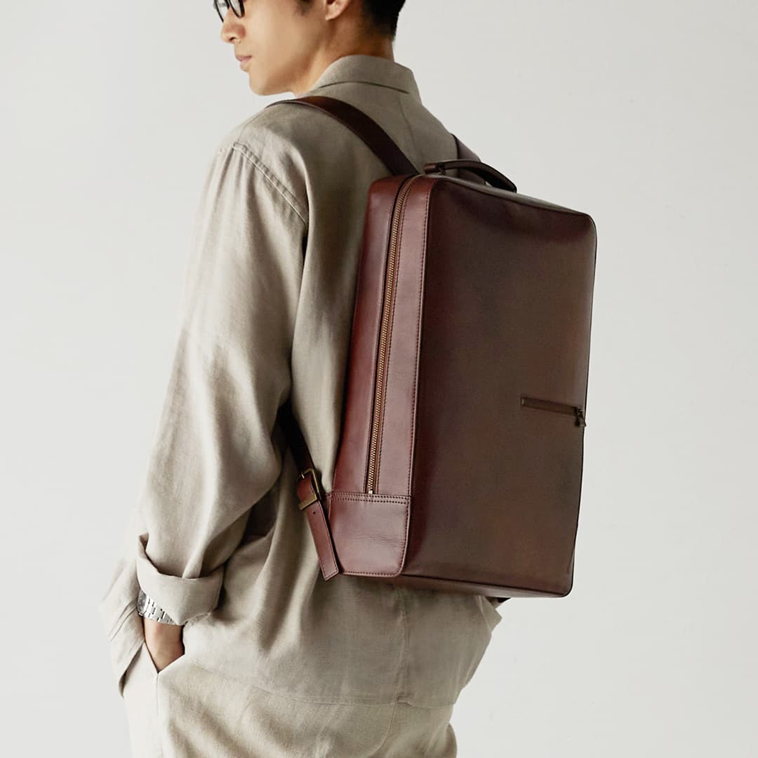 Antique Square Backpack | Leather Laptop Backpack