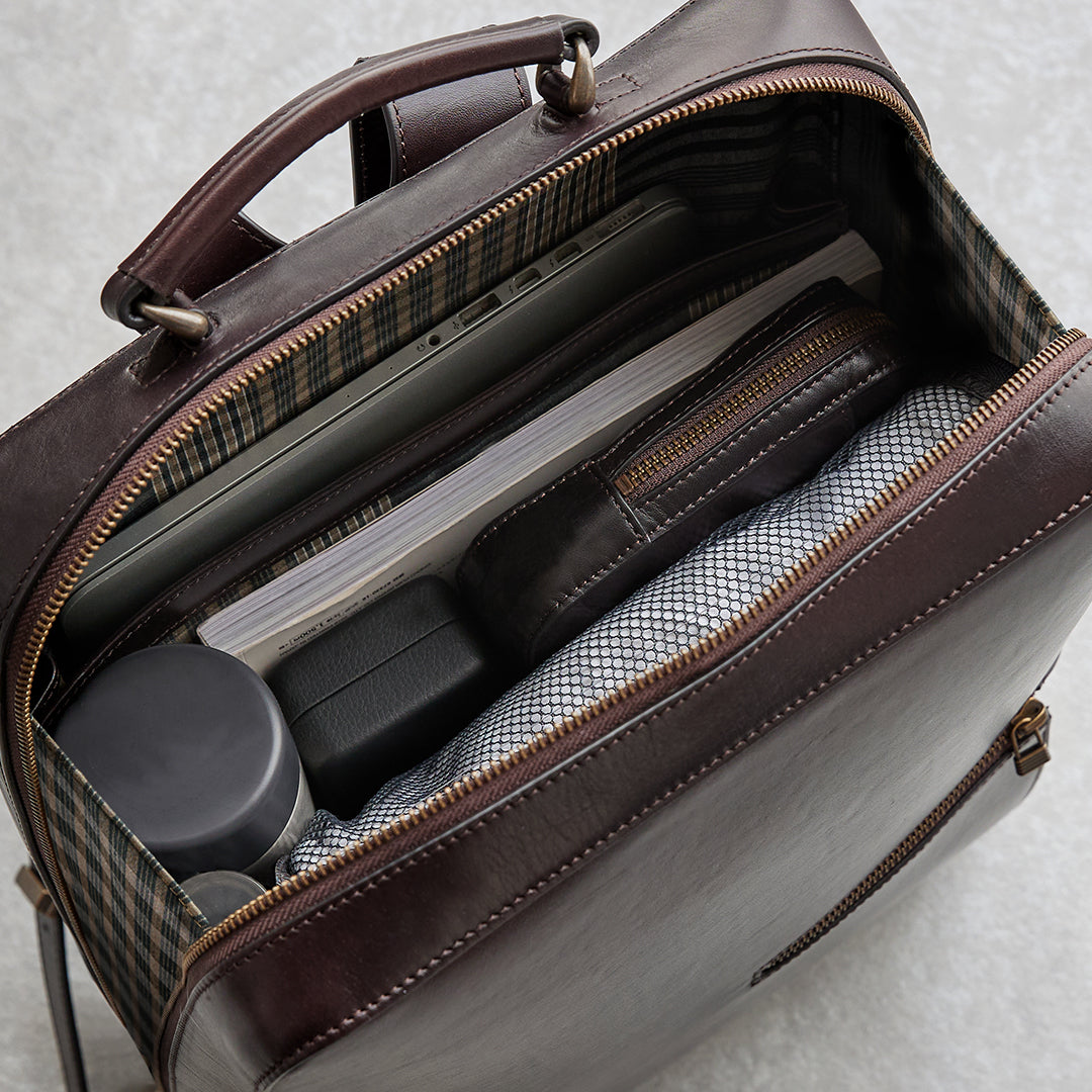 Antique Square Backpack Large | Large Leather Laptop Backpack
